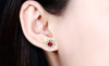 Ruby Sterling Silver Stud Earring for Women Fine Jewelry Ruby Yellow Zircon Romantic Style