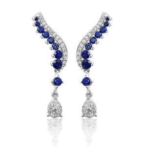 Sapphire Sterling Silver Earrings Classic Sapphire Jewelry Top Quality