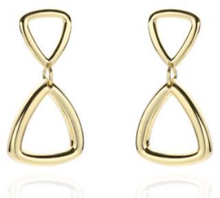 Double Triangle 925 Sterling Silver Gold Plated Women's Earrings