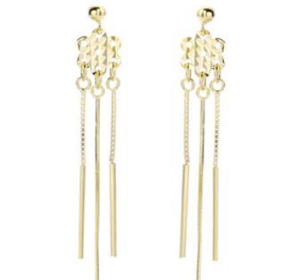 Court Style 925 Sterling Silver Gold-plated Tassel Lady Earrings