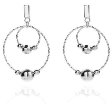 Round Bead 925 Sterling Silver Gold-plated Cute Earrings