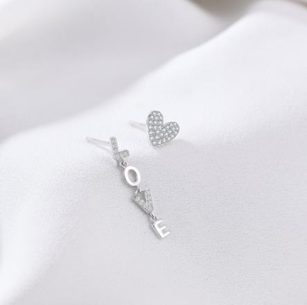 Fashion Letter Design 925 Sterling Silver Plated Women's Cute Earrings