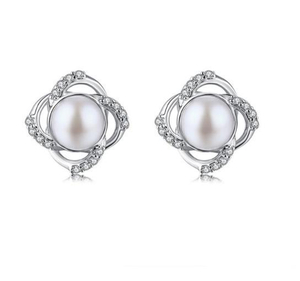 Elegant Pearl Earrings 925 Sterling Silver Plated Fashion Earrings