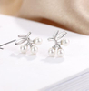 Flower And Fruit Series 925 Sterling Silver Plated Women's Pearl Earrings