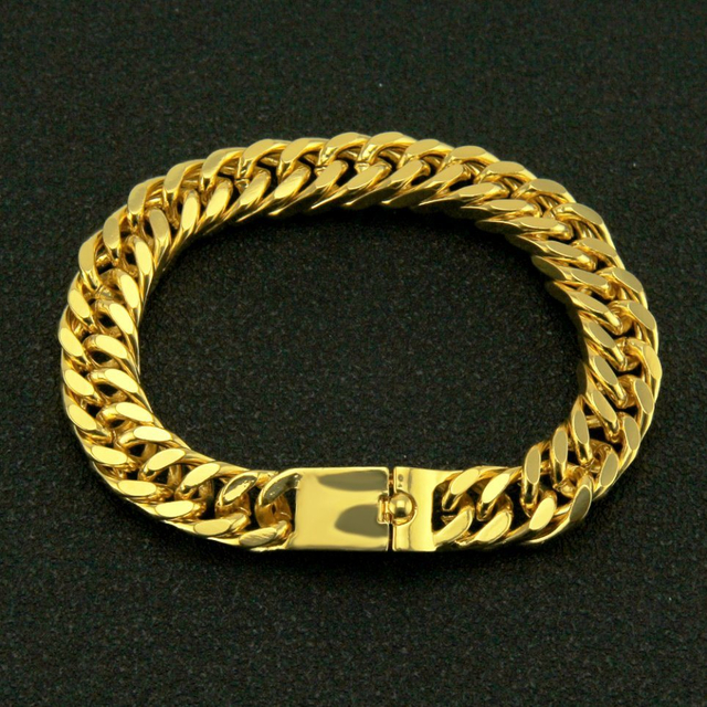 Hip Hop Rapper Overbearing Cuban Gold Bracelet Jewelry Exaggerated Bracelet Bracelet