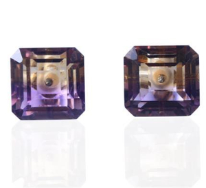 Asscher Purple Colorful Transparent 925 Sterling Silver Gold Plated Earrings