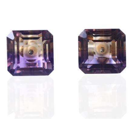 Asscher Purple Colorful Transparent 925 Sterling Silver Gold Plated Earrings