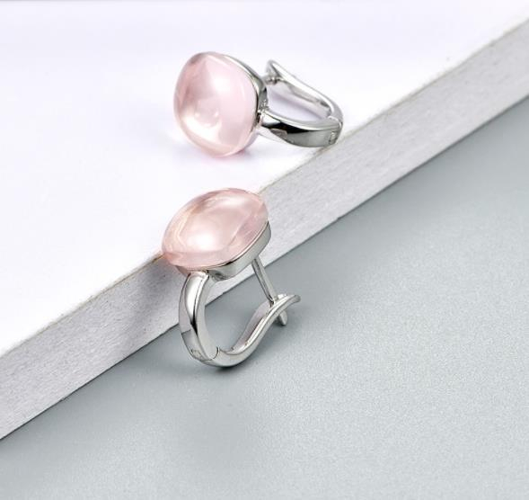 Light Pink Crystal 925 Sterling Silver Plated Fashion Earrings