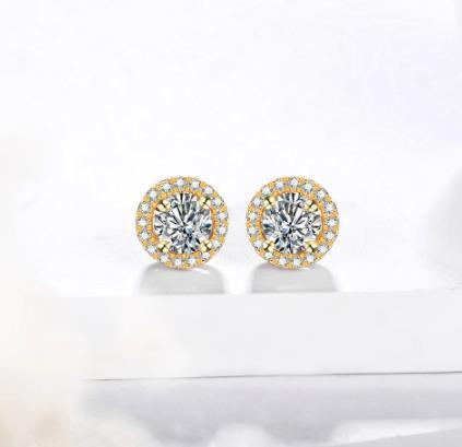 Gorgeous Gold Round Earrings 925 Sterling Silver Plated Gold Earrings