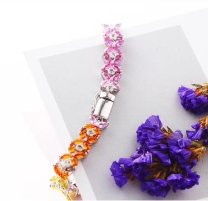 Spring New Petal Gem 925 Sterling Silver Fashion Bracelet