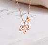 New Maple Leaf S925 Sterling Silver Allergy Resistant Simple Rose Gold Necklace for Women