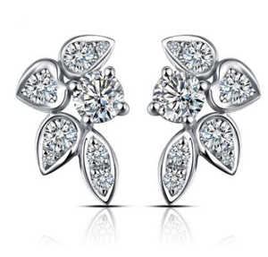 Leaf shaped gem Earrings 925 Sterling Silver Gold Plating Earrings