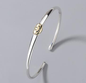 Lovely expression smiling face open bracelet ring women's fashion niche simple smile ring