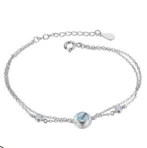 Sterling Silver Korean Silver Fishtail Inlaid Sapphire Temperament Silver Bracelet