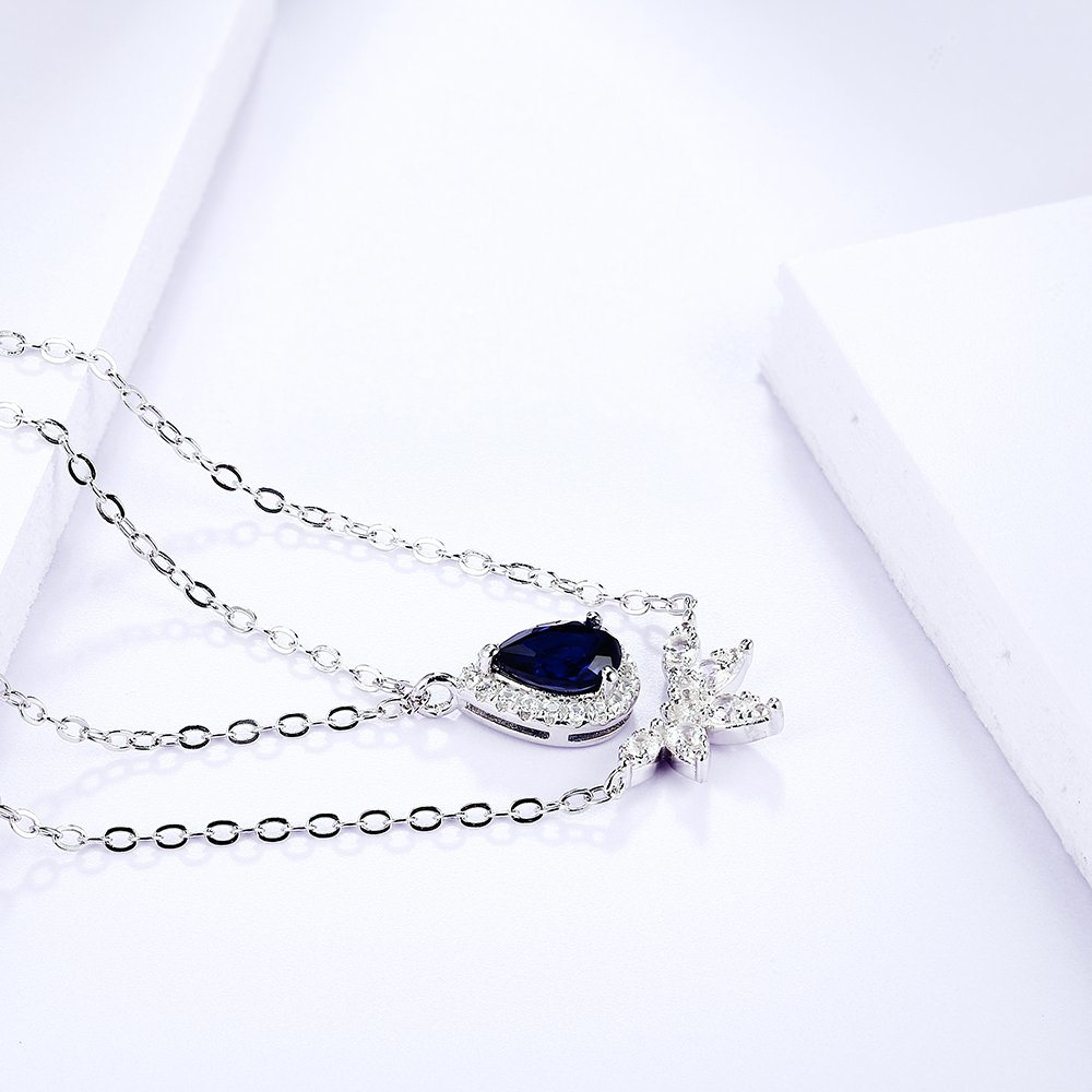 925 Sterling Silver Artificial Gem Necklace Fashion Jewelry