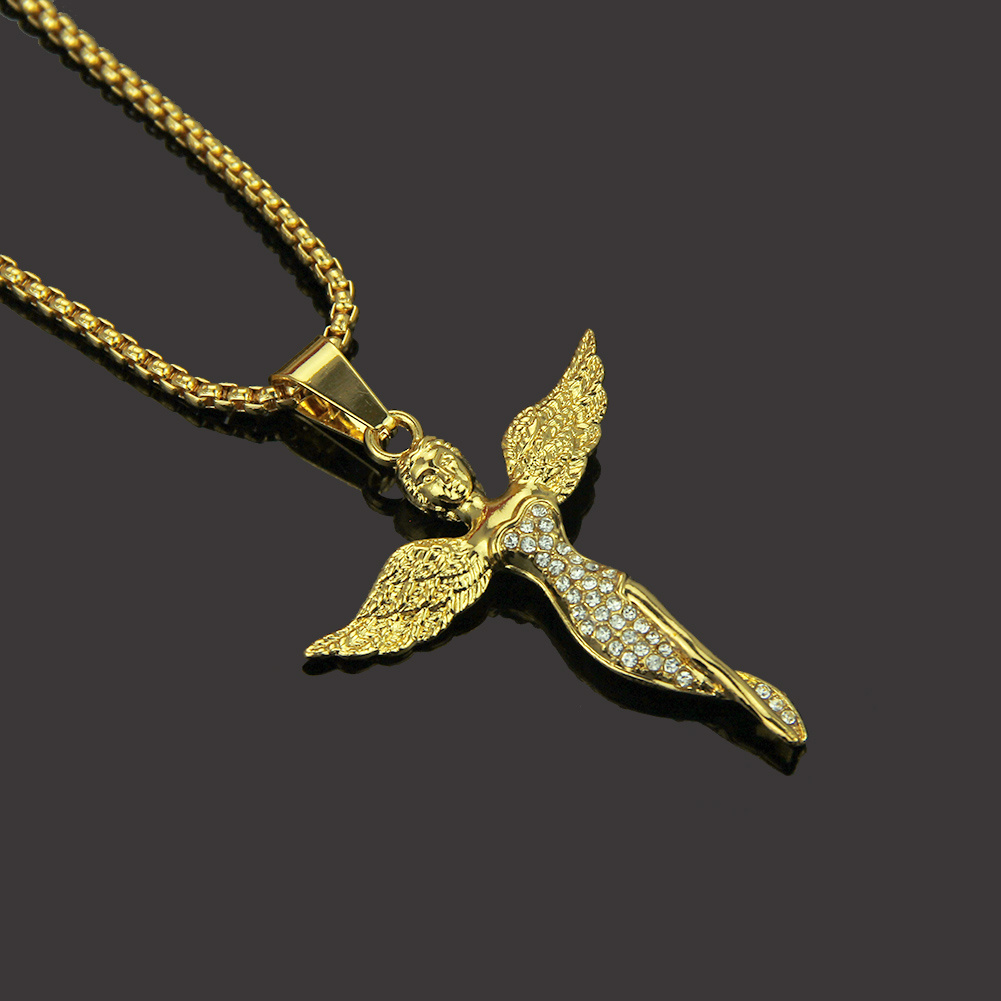 Custom Gold Stainless Steel Angle Chain Necklace Jewelry