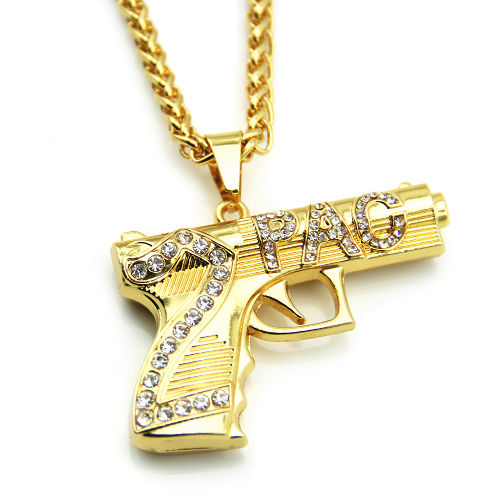 Hip Hop Pistol And Letter Necklace Pendant Fashion Jewelry