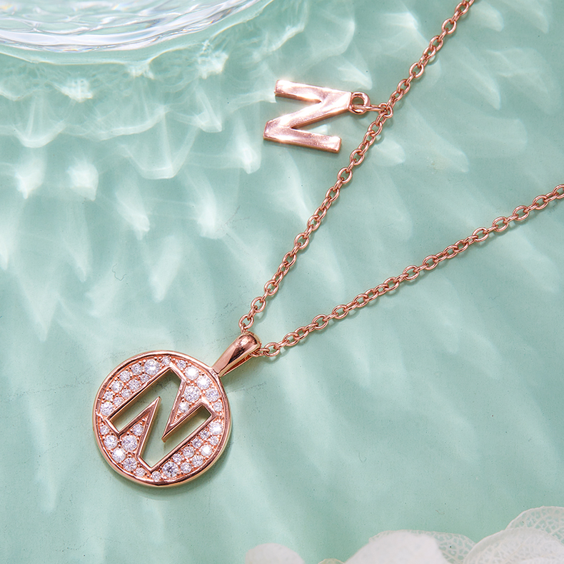 Alphabetic series N Lovely Rose Gold Necklace