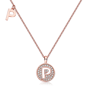 Alphabetic series P Lovely Rose Gold Necklace