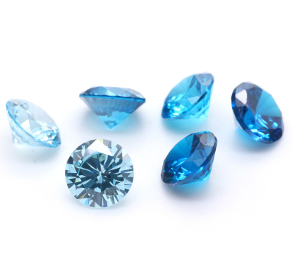 Marine Blue Zircon Color Round Bare Stone