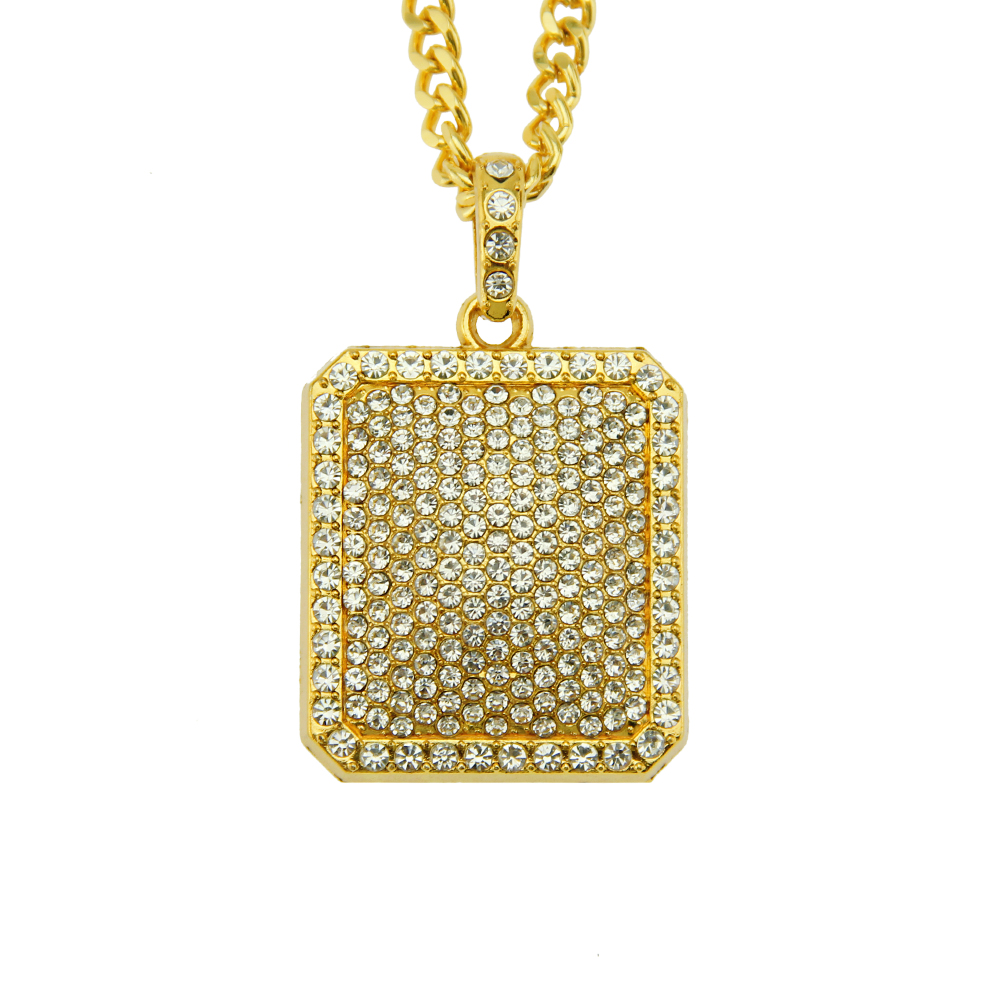 Gold and Silver Diamond square badge Pendant