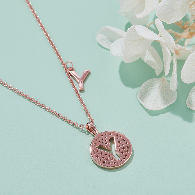 Alphabetic series Y Lovely Rose Gold Necklace