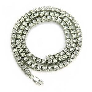 Hip Hop Single Row Rhinestone Zinc Alloy Necklace