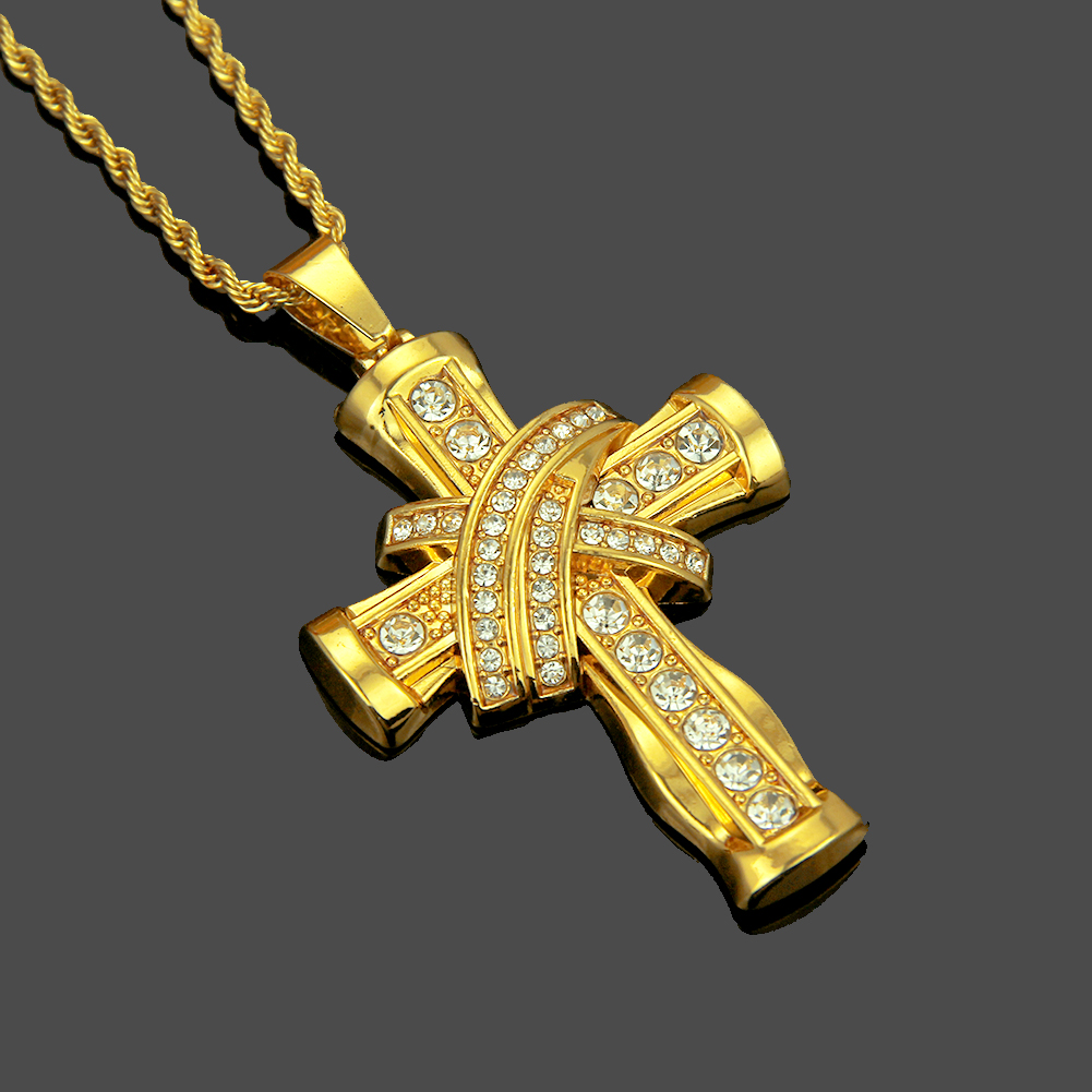 Hip Hop Stereoscopic Cross Pendant Necklace