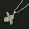 Hip Hop Angel Wings Dollar Necklace Inlaid Crystal Pendant