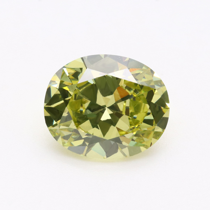 VVS Olive Green 5A Oval 3EX Cubic Zirconia