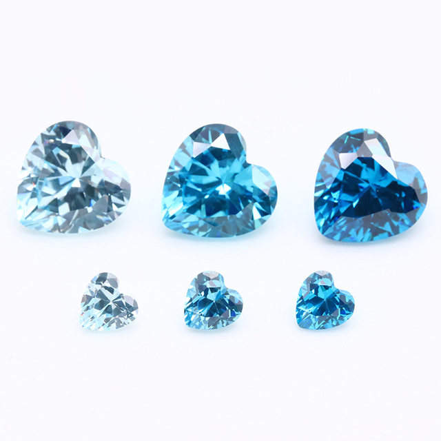 Factory Wholesale 3A Blue Heart Cut Cubic Zirconia