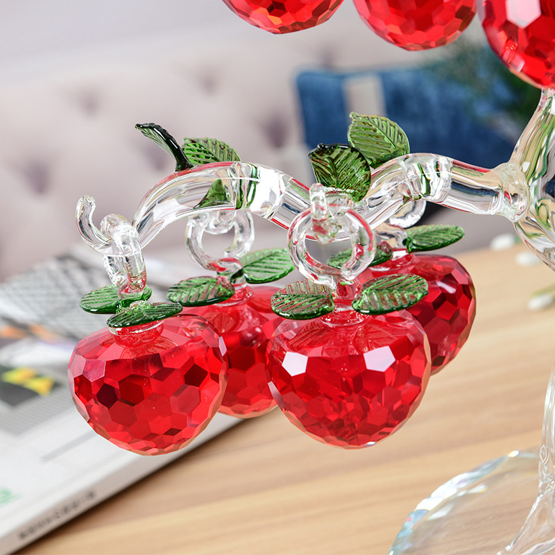 Crystal Apple Tree Red Lantern Apple White Crystal Cherry Tree Living Room Decorations Gift Box Glass Tree