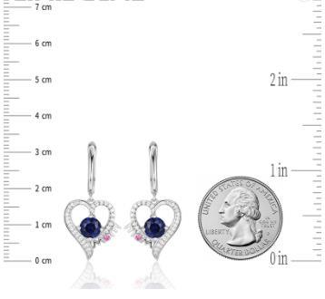 Sapphire Earrings 925 Sterling Silver Material Female Exquisite Sapphire Heart Shaped Earrings Gift Party