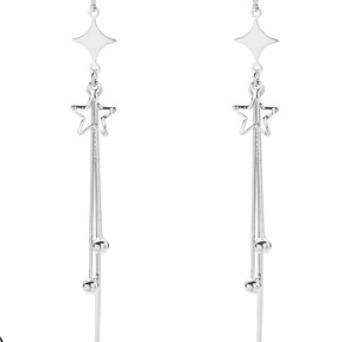 925 Sterling Silver gold-plated tassel Star Earrings