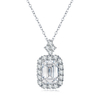 Emerald Cut VVS Morsonite 925 Sterling Silver Plated 14K Platinum Necklace