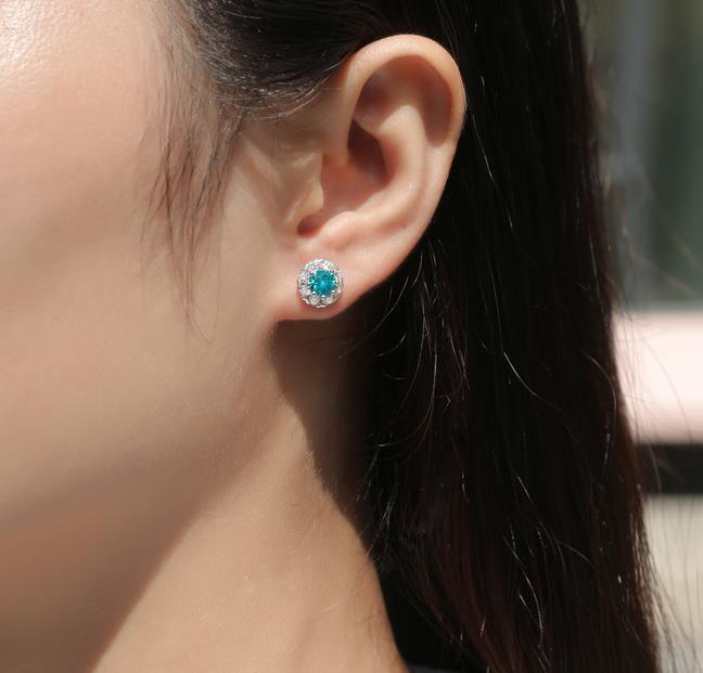 Blue Gem 925 Sterling Silver Plated Elegant Earrings