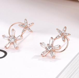 Vine Flower 925 Sterling Silver Gold-plated Cute Earrings