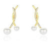 Elegant Interwoven Pearls 925 Sterling Silver Gold-plated Earrings