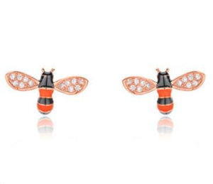 Cute Animal Series 925 Sterling Silver Gold-plated Honeybee Earrings