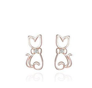 Elegant Kitten 925 Sterling Silver Plated Women's Earrings