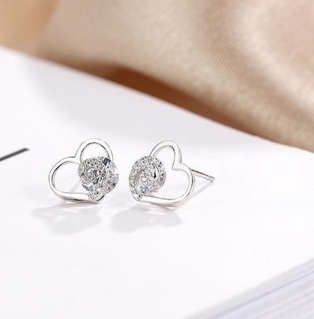 Waves in The Heart 925 Sterling Silver Plated Women's Cute Earrings