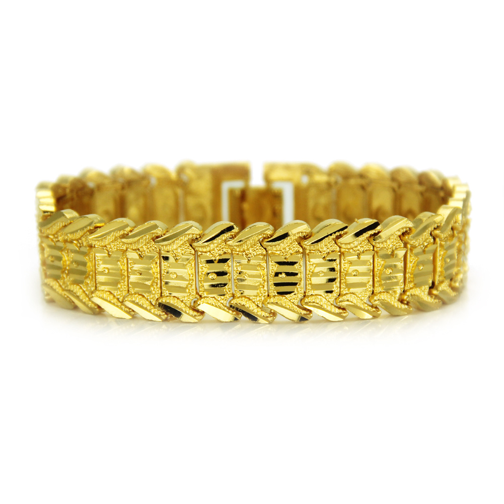 Deluxe 16mm brass inlaid CZ Bracelet Cuban Bracelet