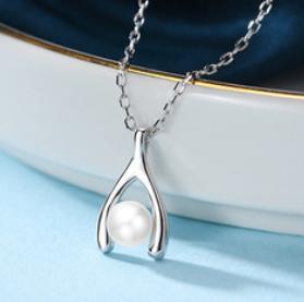 Sterling Silver Necklace Female Simple Temperament Pearl Necklace