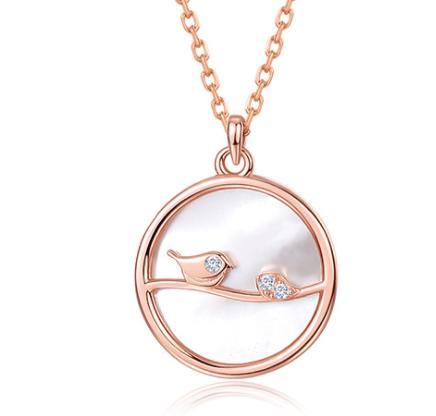 Source S925 Jewelry Sterling Silver Korean White Fritillaria Round Card Pendant Bird Necklace