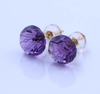 Purple Round Gem Earrings 925 Sterling Silver Gold Plated Round Earrings