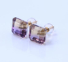 Asscher Purple Colorful Transparent 925 Sterling Silver Gold Plated Earrings