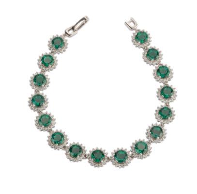 Artificial Emerald Round women's fashion 925 Sterling Silver classic Bracelet