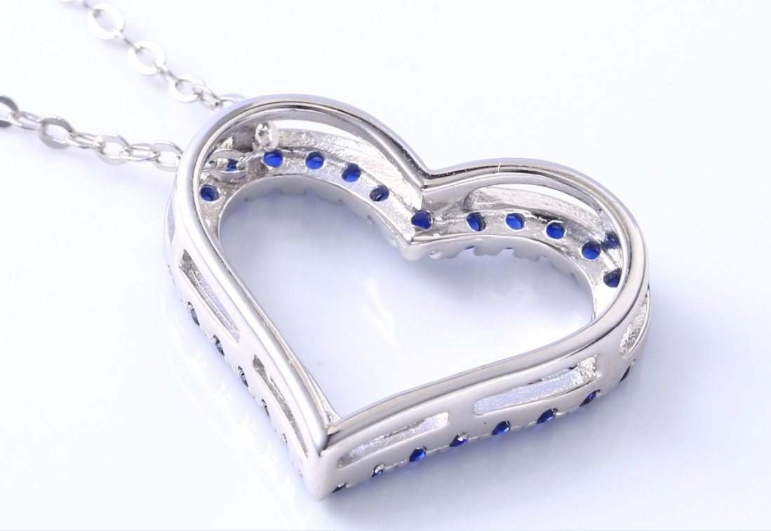 Blue Sapphire Silver Pendants for Gifts Romantic Hearts Pendant Fine Jewelry