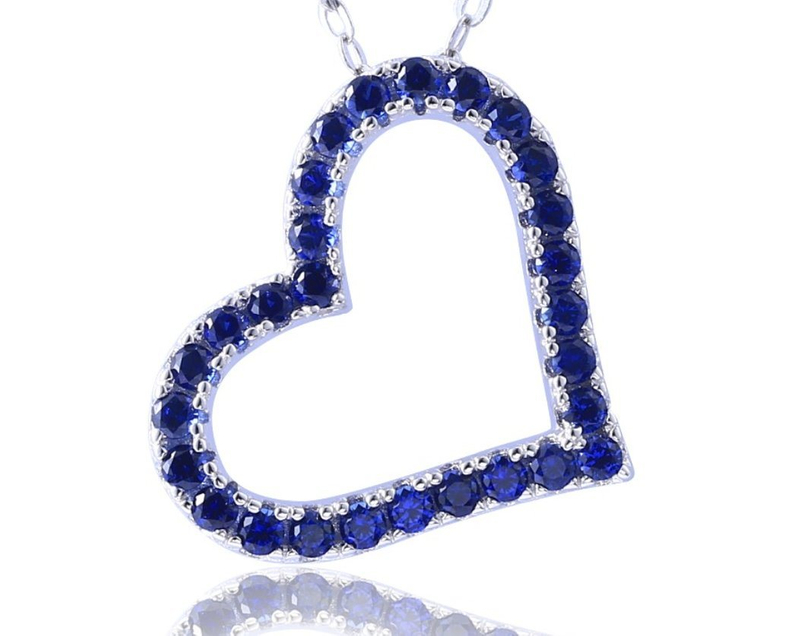 Blue Sapphire Silver Pendants for Gifts Romantic Hearts Pendant Fine Jewelry