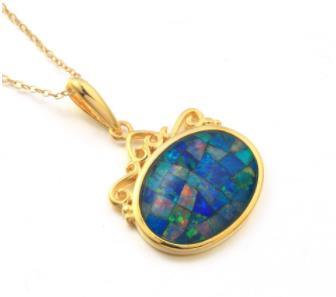 Wholesale Opal Pendant DIY Cat Necklace Lovely Design Mother's Day Gift